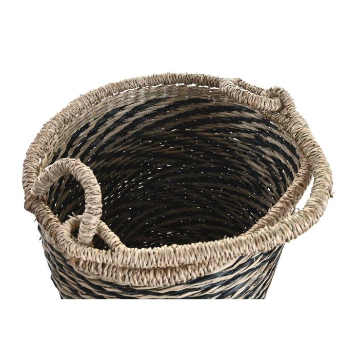 Cesta Colonial DKD Home Decor Natural Negro 35 x 36 x 35 cm Set de 2 2