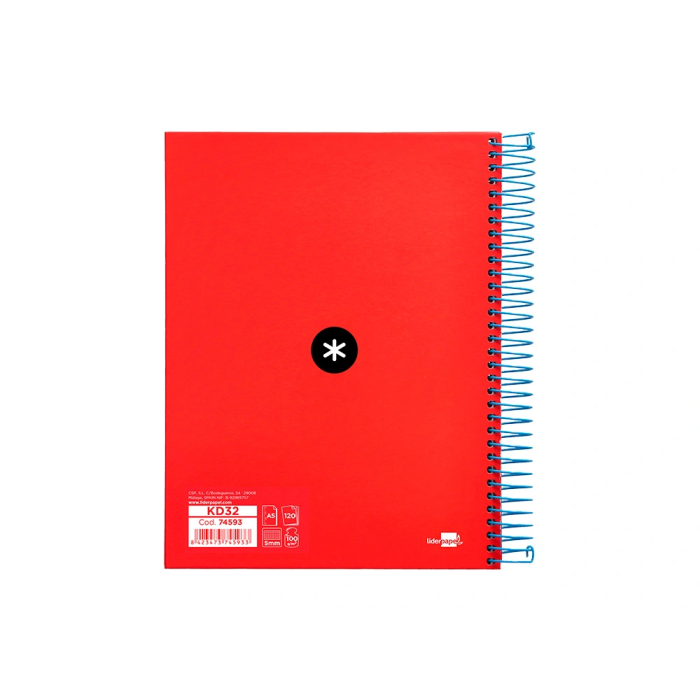 Antartik Cuaderno Espiral A5 Micro Tapa Forrada 120 Hojas 90gr Cuadro 5mm Colores Surtidos 3