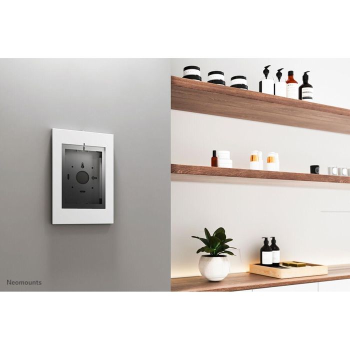 Neomounts WL15-650WH1 Soporte de Tablet para Pared, Ajustable 9.7-11", Bloqueo Seguridad, Orientación Vertical/Horizontal, VESA 75x75, Blanco