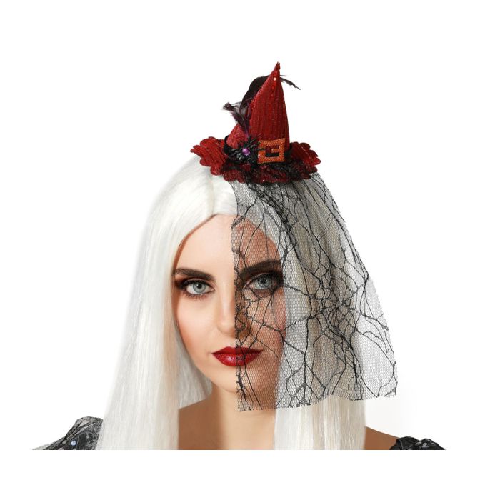 Diadema Sombrero Bruja Halloween Rojo