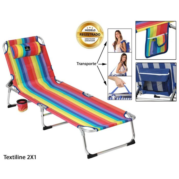 G/Tumbona Multicolor 185X57X26Cm Alum 22Mm Textiline 2X1 G/Tumbona Multicolor 185X57X26Cm Alum 22Mm Textiline 2X1