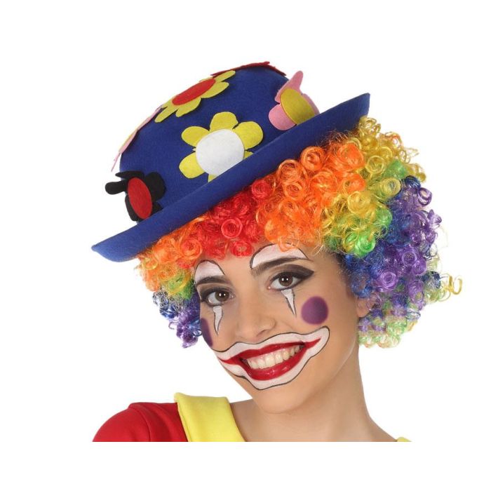 Sombrero Payaso Azul Flores Multicolor Sombrero Payaso Azul Flores Multicolor