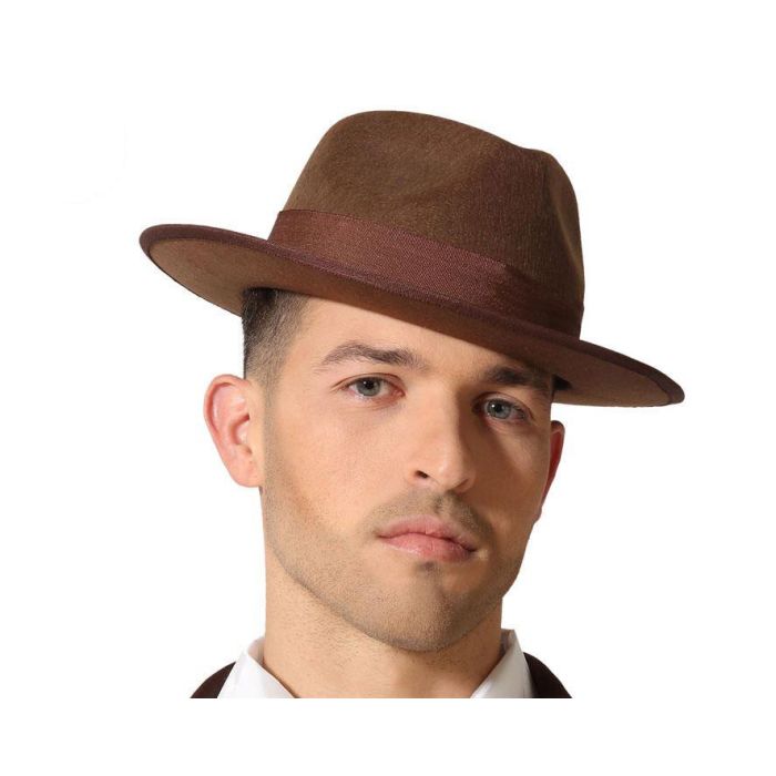Sombrero Ganster Marrón Carnaval Hombre Adulto Sombrero Ganster Marrón Carnaval Hombre Adulto