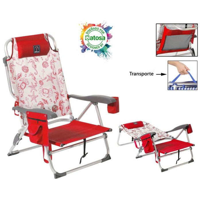 Silla De Aluminio 87x51X23 cm Texteline 2x1 Est. Marinos Rojo