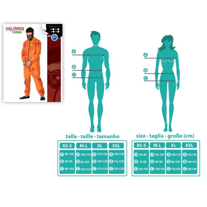 Disfraz para Adultos Preso Muerto Naranja Asesino XL (XL) 1 Disfraz para Adultos Preso Muerto Naranja Asesino XL (XL) 1
