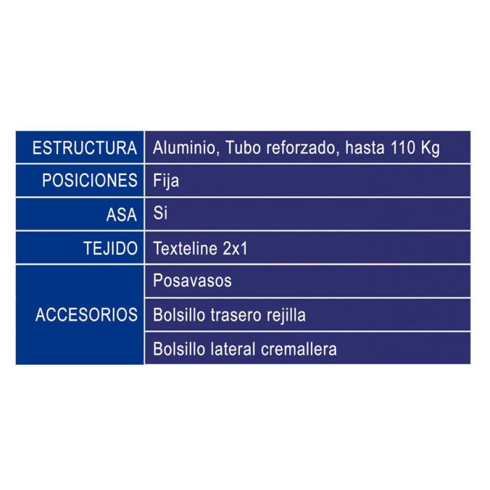 Silla De Aluminio 87x47X37 cm Texteline 2x1 Est. Marinos Azul