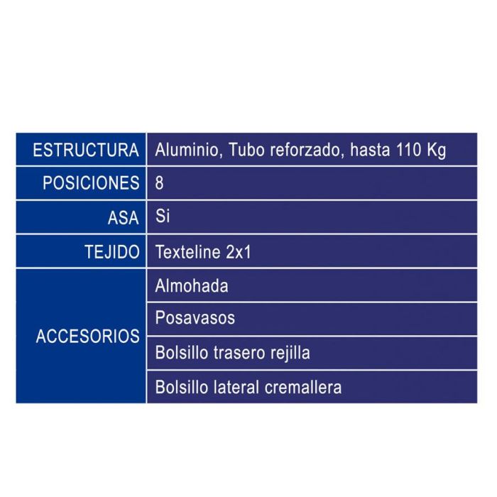 G. Silla de Aluminio 87X51X23 Cm Texteline 2X1 Est. Marinos Rojo 1