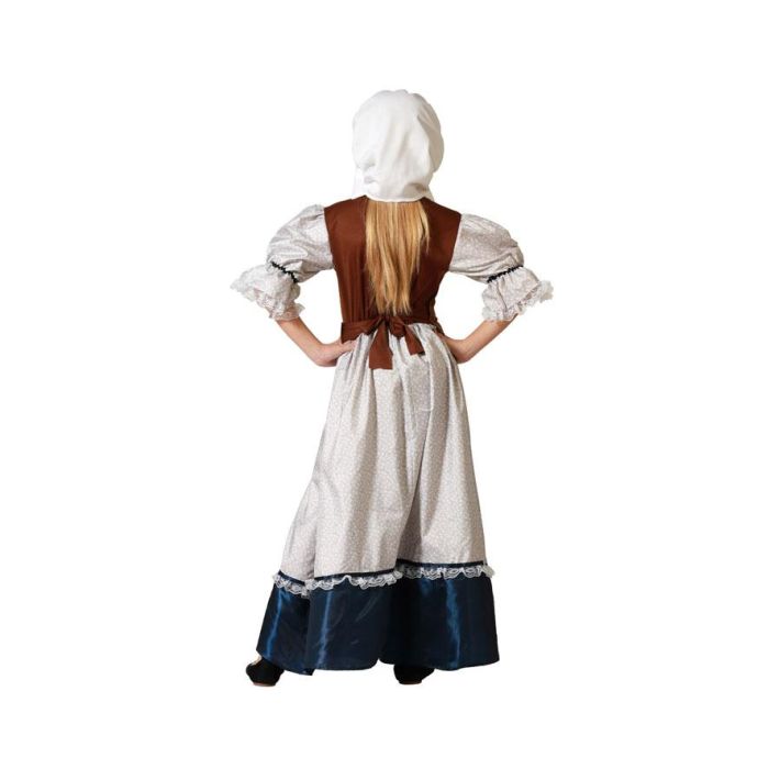 Disfraz Mesonera Medieval para Niña - Vestido y Delantal Largo Blanco - Talla 5-6 Años - Carnaval y Fiesta