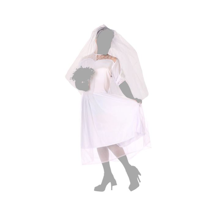 Disfraz para Adultos Blanco Vestido de novia (2 Piezas) 2