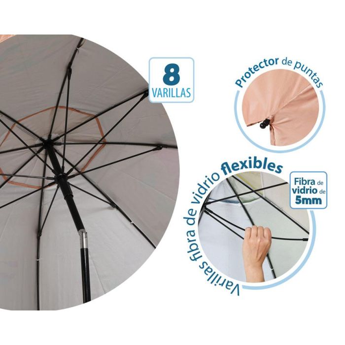 G. Parasol Faldon 180 Cm Orient. Aluminio Oxford Upf50+ Rosa 210D 22/25Mm 3