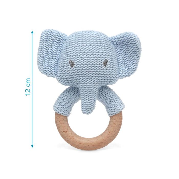 Elefante 13 cm Sonajero Azul Algodón 3