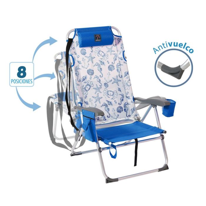 G. Silla de Aluminio 108X47X30 Cm Texteline 2X1 Est. Marinos Azul Cinta para Hombro