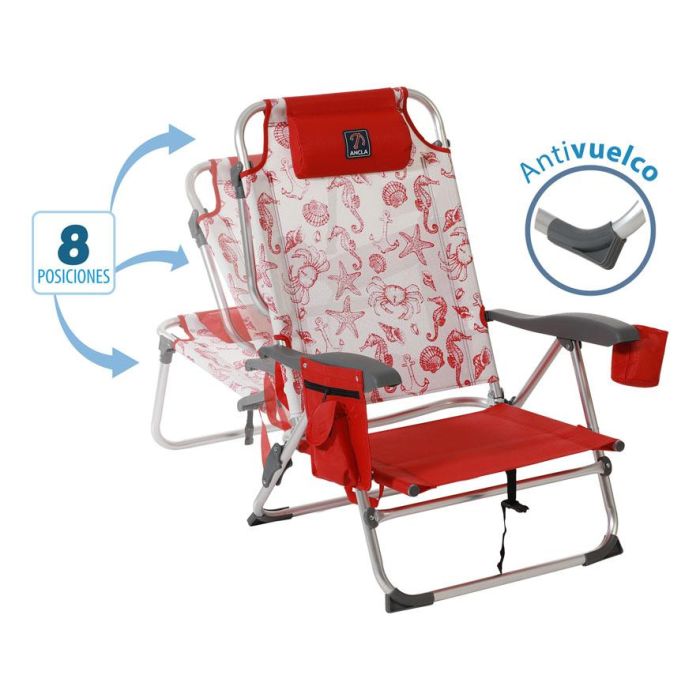 G. Silla de Aluminio 87X51X23 Cm Texteline 2X1 Est. Marinos Rojo 5