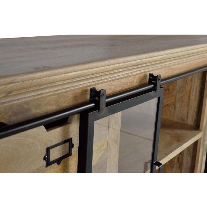 Giner y Colomer Aparador de Madera de Mango y Metal, 180 cm, Color Natural con Puertas Negras 5 Giner y Colomer Aparador de Madera de Mango y Metal, 180 cm, Color Natural con Puertas Negras 5