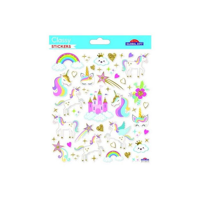 Stickers Grupo Global Gift Bolsa 1H Classy Castillo Y Unicornios Glitter