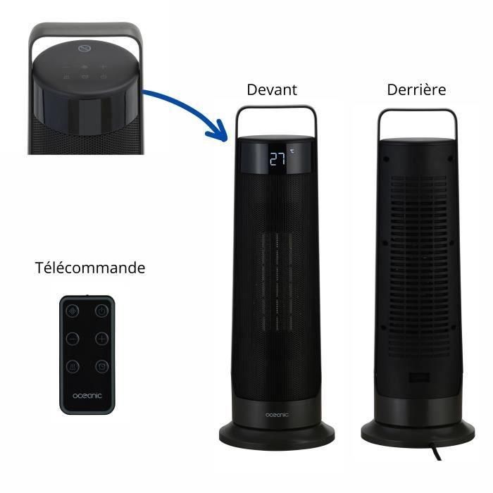 Oceanic OCEASFT2000 Calefactor oscilante Cerámico 2000 W con Mando a distancia, Negro 3 Oceanic OCEASFT2000 Calefactor oscilante Cerámico 2000 W con Mando a distancia, Negro 3