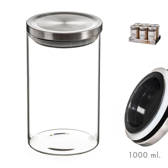 Kozina Tarro de cristal con tapa de metal 1000ml, Ø10x17,5cm, para cocina 0 Kozina Tarro de cristal con tapa de metal 1000ml, Ø10x17,5cm, para cocina 0