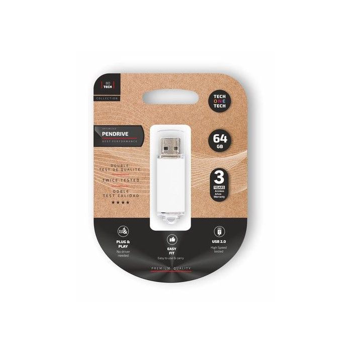 Memoria Usb 64Gb Tech-One-Tech Basic 2.0 Blanco (Incluye Canon Lpi De 0.24 )
