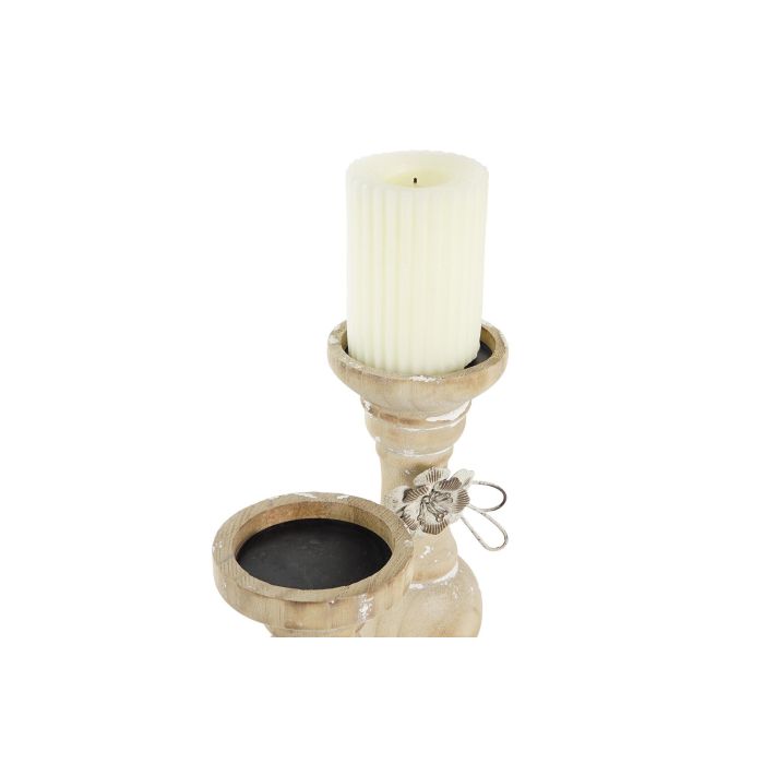 DKD Home Decor Portavela Neoclásico, Madera Natural, 9.5x9.5x28 cm, Set de 2 Unidades 2 DKD Home Decor Portavela Neoclásico, Madera Natural, 9.5x9.5x28 cm, Set de 2 Unidades 2