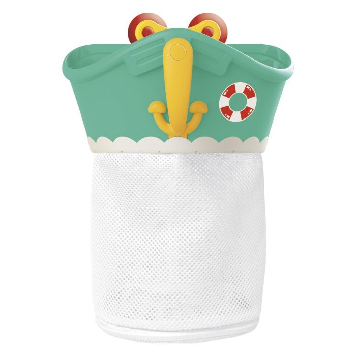 Tachan Juguetero de Baño con Accesorios: Barquitos, Moldes Animales, Caballito de Mar - Red Transpirable con Ventosas (+12 meses) 1
