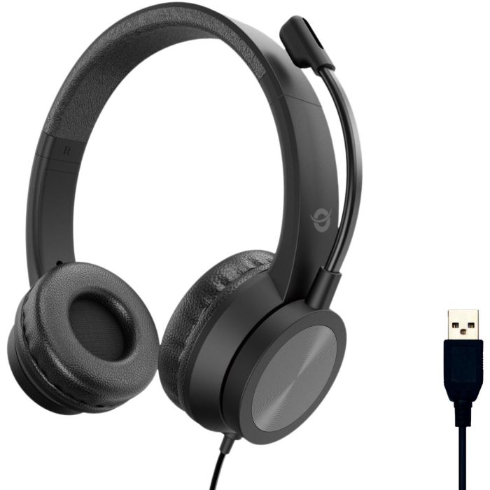 Conceptronic POLONA05B Auriculares USB Negro con Micrófono de Reducción de Ruido