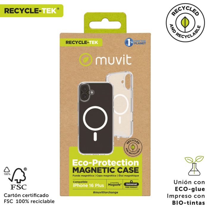 Muvit Funda Recycletek MagSafe para iPhone - Material 100% Reciclado 2 Muvit Funda Recycletek MagSafe para iPhone - Material 100% Reciclado 2