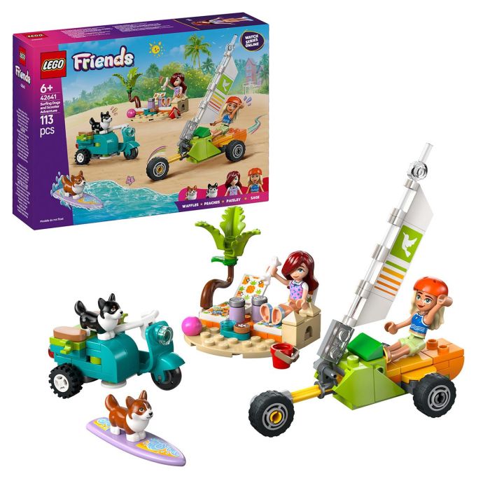 LEGO Friends 42641 Perros Surfistas y Aventuras en Scooter - Juguete Interactivo con Corgis