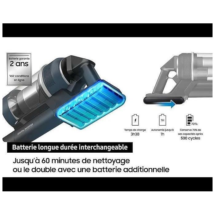 SAMSUNG Jet 75E Complete VS20B75CR5 - Aspirador Escoba Inalámbrico - Potencia 200 AW - Autonomía 60 min - Estación de pared - 3 cepillos 4