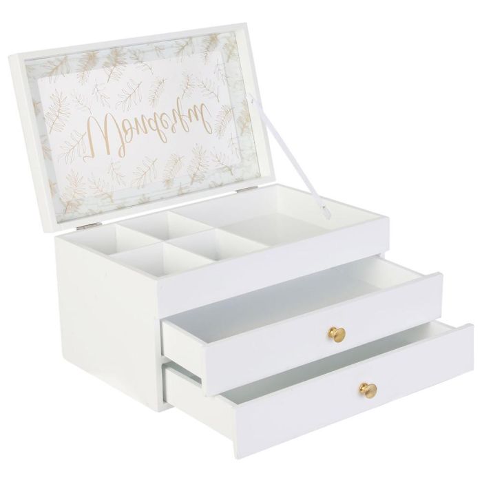 Home Deco Factory Joyero Pour Elle con 3 Plantas, 2 Cajones y Cristal Decorado en Tapa 24x16x13.5 cm 0 Home Deco Factory Joyero Pour Elle con 3 Plantas, 2 Cajones y Cristal Decorado en Tapa 24x16x13.5 cm 0