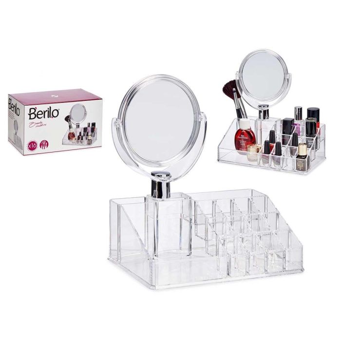 Berilo Organizador con Espejo 16 Huecos 22x8x12 cm (12 Unidades)