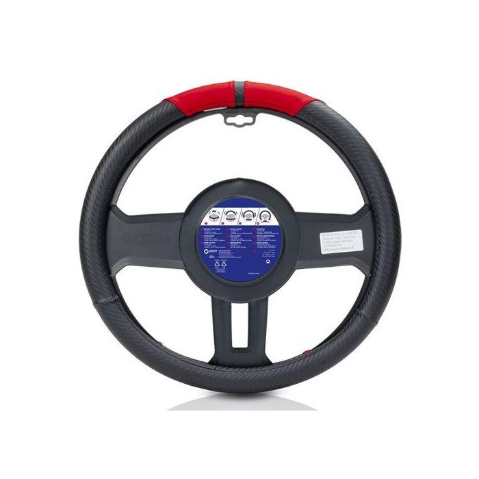 Sparco SPCS128RS Funda Volante Universal Rojo PVC y Caucho Elástico Duradero para Volantes de 37-38 cm. Agarre Cómodo, Antidesvanecimiento 2