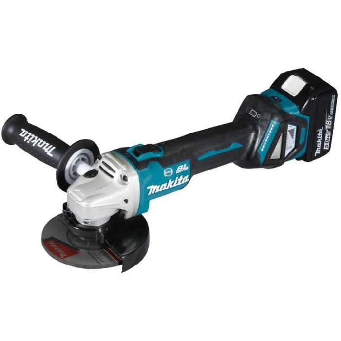 Makita DGA513RTJ Amoladora Angular a Batería 18V 5Ah 8000 RPM Disco 12.5 cm con 2 Baterías y Cargador