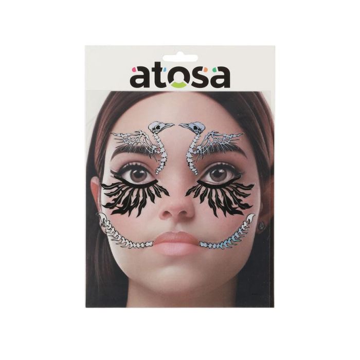Tatuaje Facial Esqueletos Aves Efecto Simétrico Halloween 2025 1