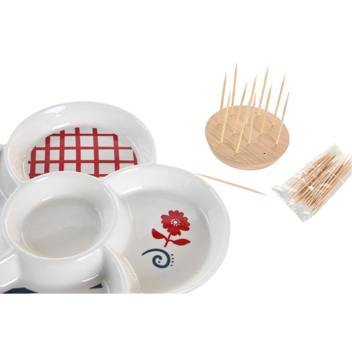 DKD Home Decor Plato Aperitivo Casita Mediterránea Azul, Rojo y Blanco de Gres y Bambú 22x22x7 cm Apto Lavavajillas 1 DKD Home Decor Plato Aperitivo Casita Mediterránea Azul, Rojo y Blanco de Gres y Bambú 22x22x7 cm Apto Lavavajillas 1