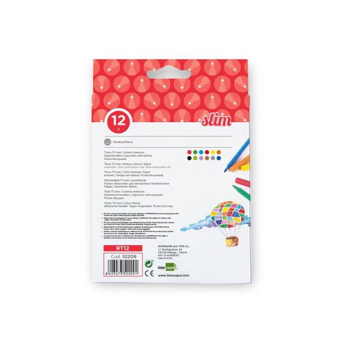 Rotulador Liderpapel Slim Caja De 12 Unidades Colores Surtidos 2