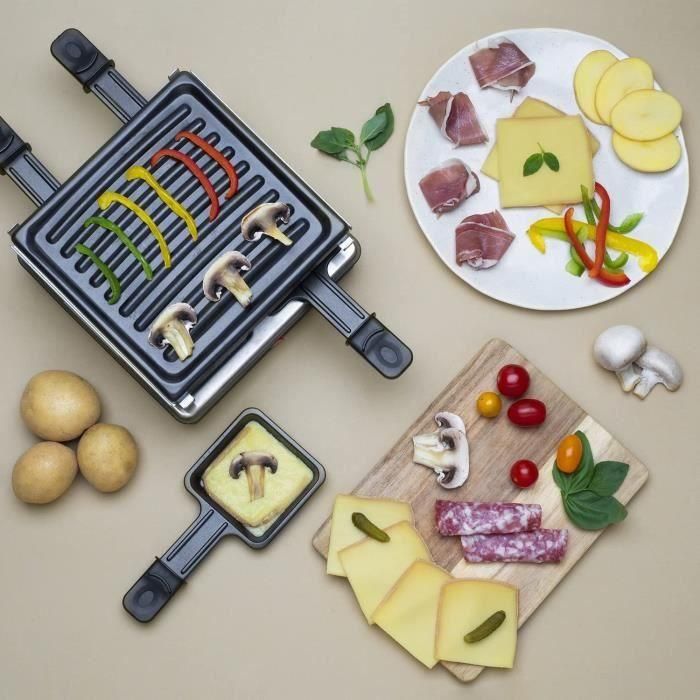 WEASY LUGA40 - Raclette y parrilla para 4 personas - 600W - Revestimiento antiadherente - 19,7x19,7cm - Placa extraíble 4 WEASY LUGA40 - Raclette y parrilla para 4 personas - 600W - Revestimiento antiadherente - 19,7x19,7cm - Placa extraíble 4