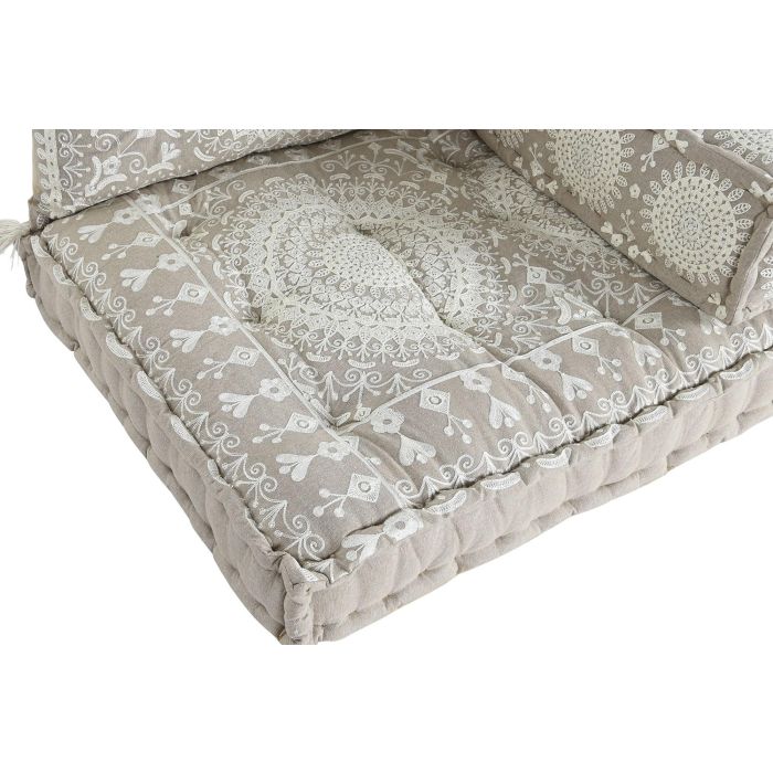 DKD Home Decor Sillón Doble de Algodón Beige, Colección Rajna, 155x76x65 cm (Ancho x Largo x Alto), Altura Asiento 13 cm, Set de 4 1