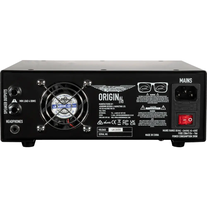 Ashdown EVO Cabezal Amplificador Bajo Transistor 300W Ecualizador 5 Bandas Bucle Efectos Salida Auriculares DI XLR Negro 3