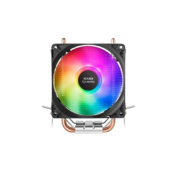 Mars Gaming MCPUARGB Ventilador con Disipador CPU 9cm, TDP 130W, 2 Heatpipes, Iluminación RGB Chroma, Multisocket Universal, Bajo Ruido 1