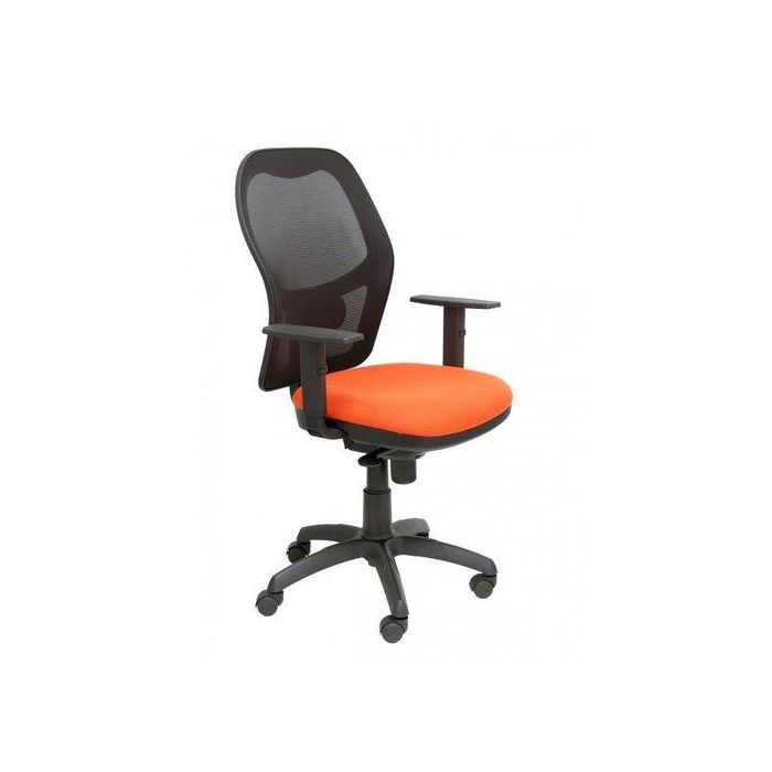 Silla Piqueras Y Crespo Jorquera Brazos Regulables Mecanismo Sincro Con Regulador De Tension Respaldo De Malla Negra Y Asiento Tapizado Bali Naranja