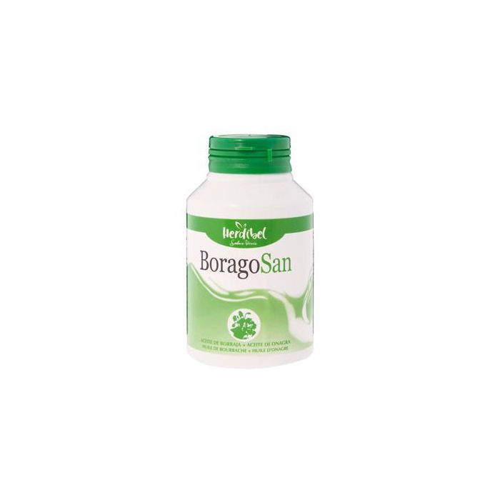 HERDIBEL Boragosan Aceite de Borraja y Onagra con Vitamina E, Complemento Alimenticio, 120 Perlas