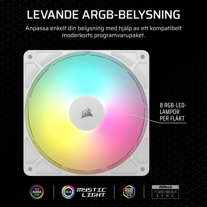 Corsair CO-9050186-WW Ventilador Caja RS ARGB Series 140mm Blanco ARGB Fan Single Pack 18