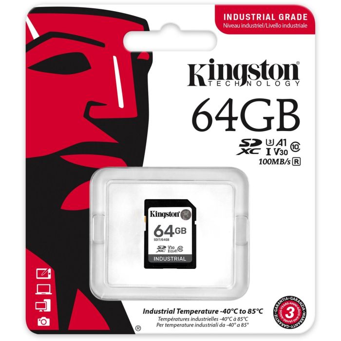 Kingston XC Industrial Tarjeta SDXC 64GB UHS-I Clase 10 Clase 3 V30 A1 -40C to 85C retail 10 Kingston XC Industrial Tarjeta SDXC 64GB UHS-I Clase 10 Clase 3 V30 A1 -40C to 85C retail 10