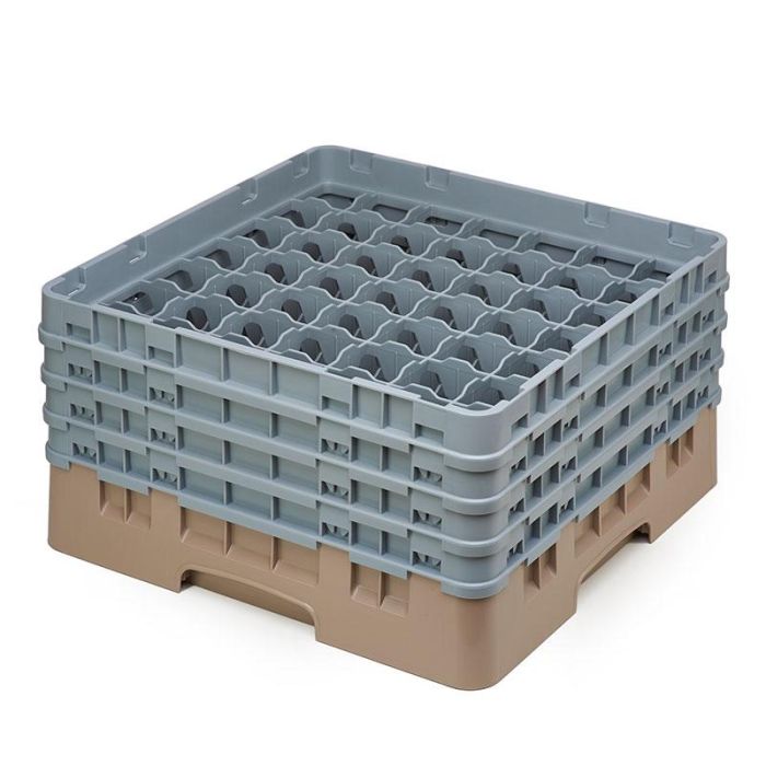 CAMBRO - 49S800-184 - Cesta de lavado 49 comp. 4 alturas - 6 cm Ø máx. - alt. máx. 21,7 cm - 50 x 50 x 26,7 cm - Beige