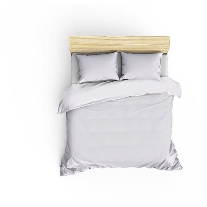 Juego de cama - 1 funda nórdica 220x240 cm + 2 fundas de almohada 60x60 cm - 100% algodón satén - Blanco 1 Juego de cama - 1 funda nórdica 220x240 cm + 2 fundas de almohada 60x60 cm - 100% algodón satén - Blanco 1