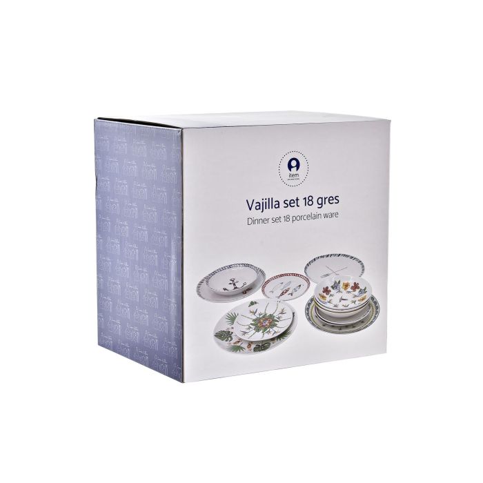 DKD Home Decor Vajilla Colonial Azul Turquesa Gres Set 18 Piezas 27 cm 3