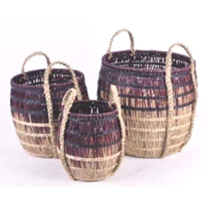 Cesta Tropical DKD Home Decor Lila Natural 39 x 41 x 39 cm Set de 3 Cesta Tropical DKD Home Decor Lila Natural 39 x 41 x 39 cm Set de 3