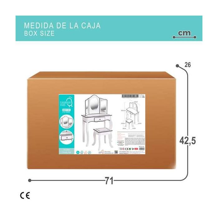 Tocador belleza de madera color blanco/gris 61x29x100 cm 4 Tocador belleza de madera color blanco/gris 61x29x100 cm 4