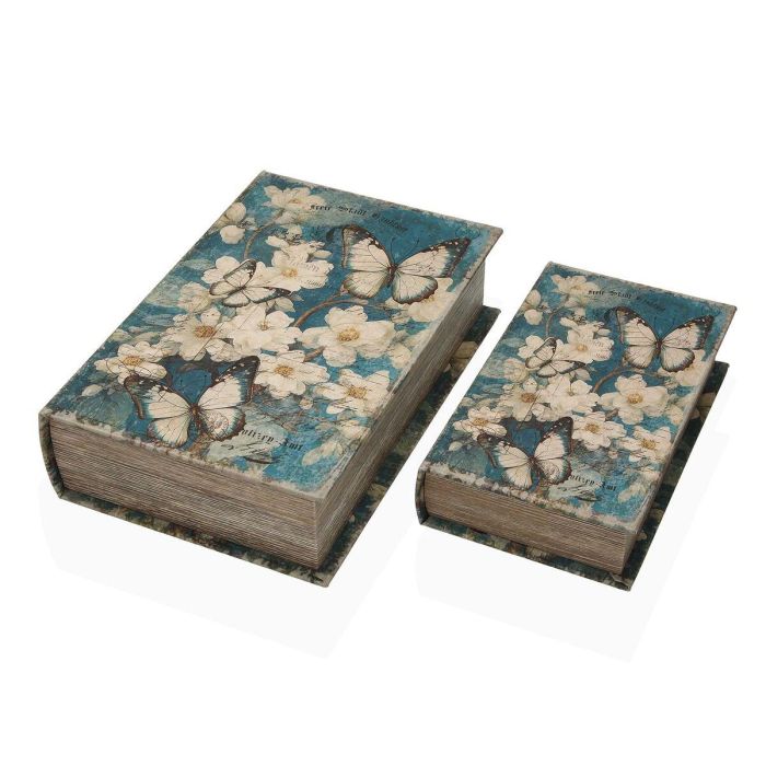 Caja Decorativa Versa Lienzo Madera MDF Flores Libro 1 Caja Decorativa Versa Lienzo Madera MDF Flores Libro 1