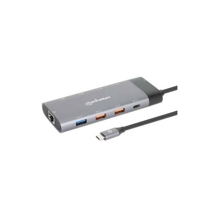 Manhattan USB-C Dock/Hub, Ports (X10): Ethernet, Hdmi (X2 8K), USB-A